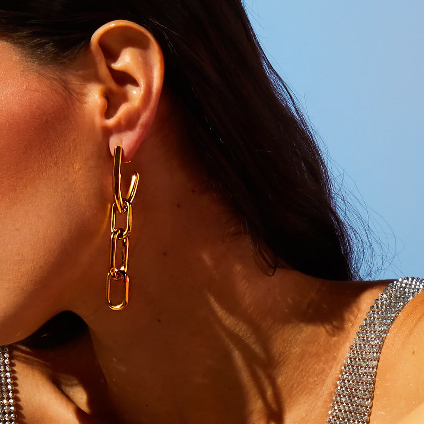 BOUCLE D'OREILLE V CHAINS VERMEIL